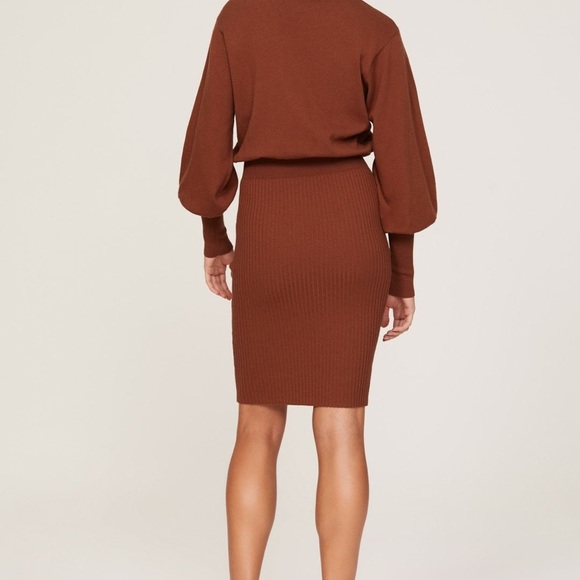 Toccin x Rent the Runway Brown Spice Balloon Sleeve Sweater Dress Size Small - Picture 3 of 14